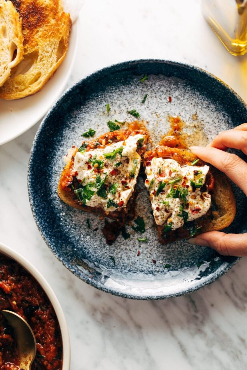 zaalouk toasts_burrata recipes