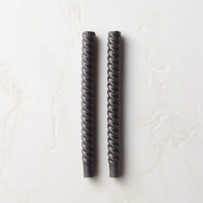 black twisted caper candles