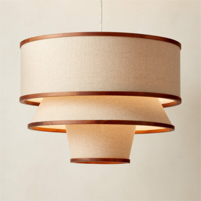 Bruna Walnut Wood and Linen Pendant Light