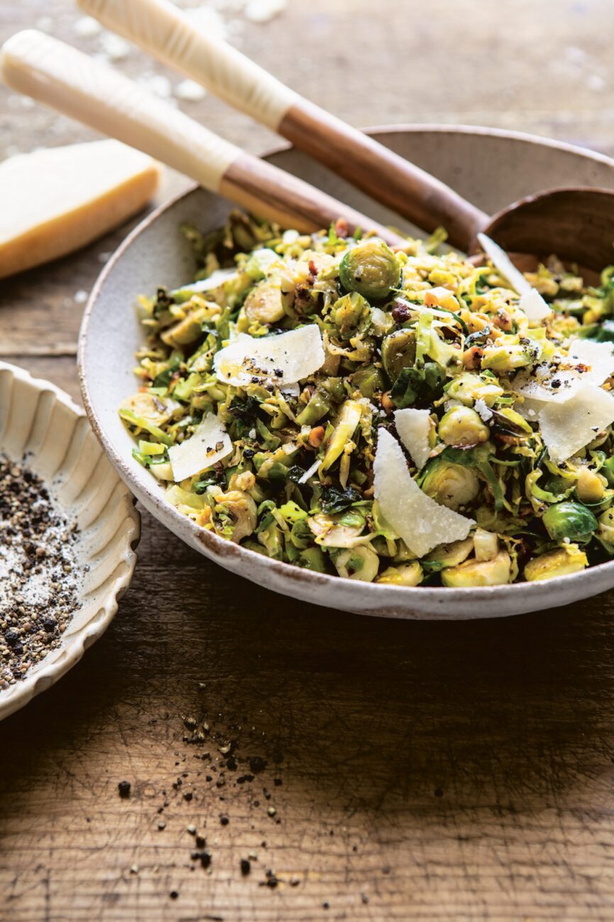 Black Pepper Cheese Brussels Sprouts