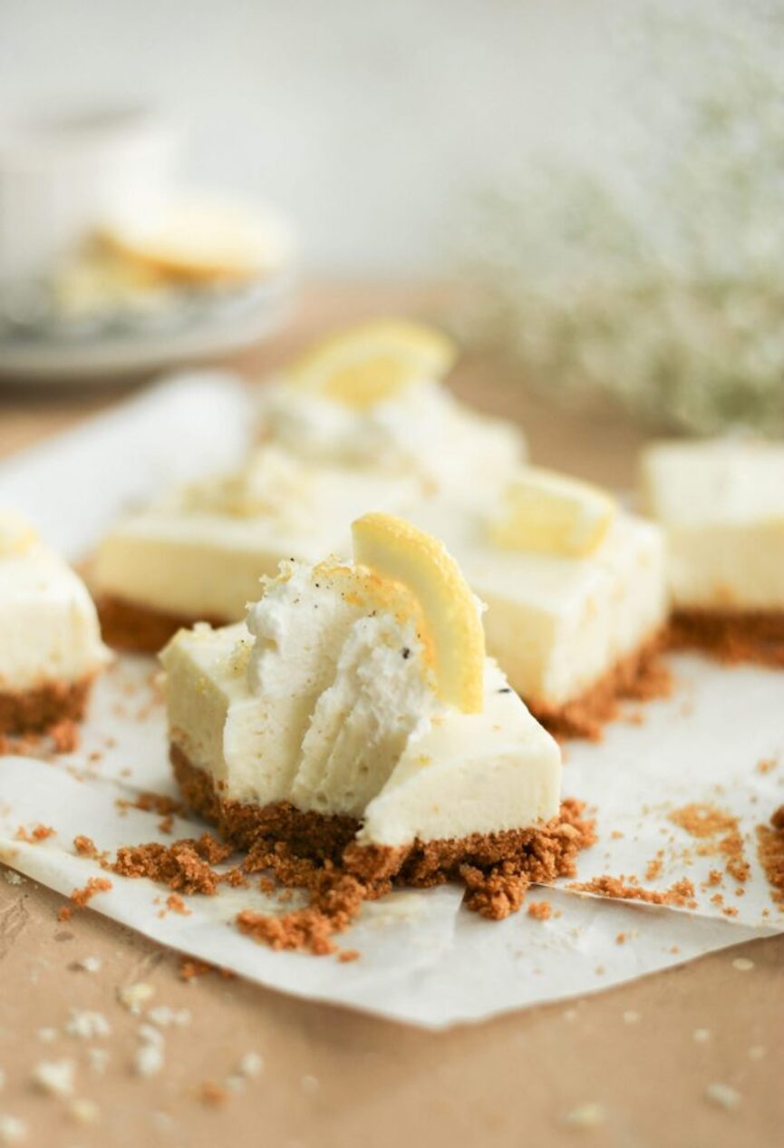 no bake white chocolate lemon cardamom slices