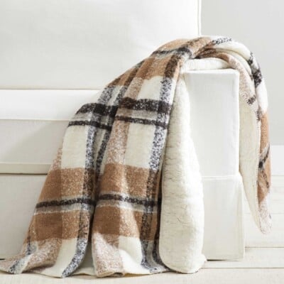 Lodge Plaid Sherpa Back Throw, Pottery Barn