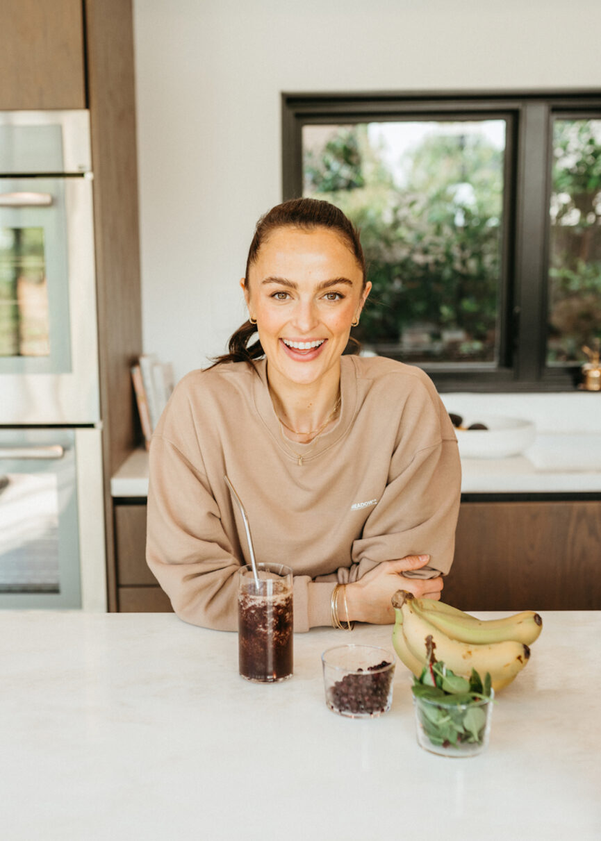 Megan Roup drinking anti-inflammatory smoothie