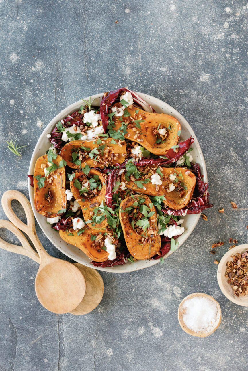 Roasted Honey Nut Squash with Hot Honey, Pecans and Rosemary