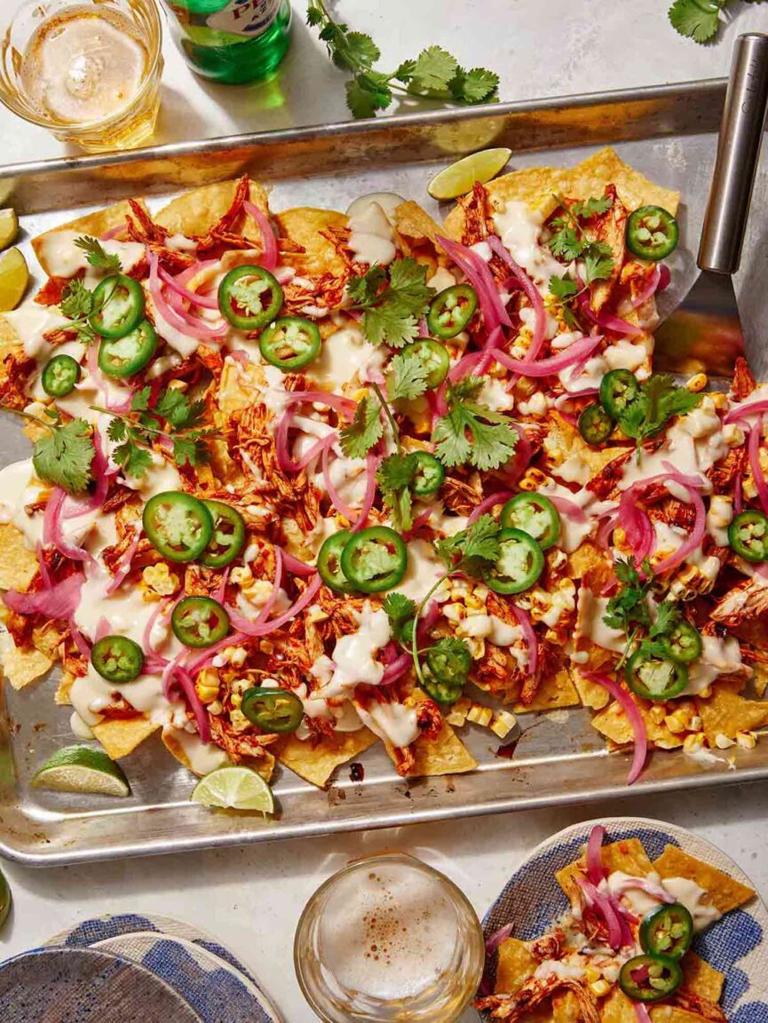 Spoon Fork Bacon Grilled Sheet Pan Nachos Chicken Nachos