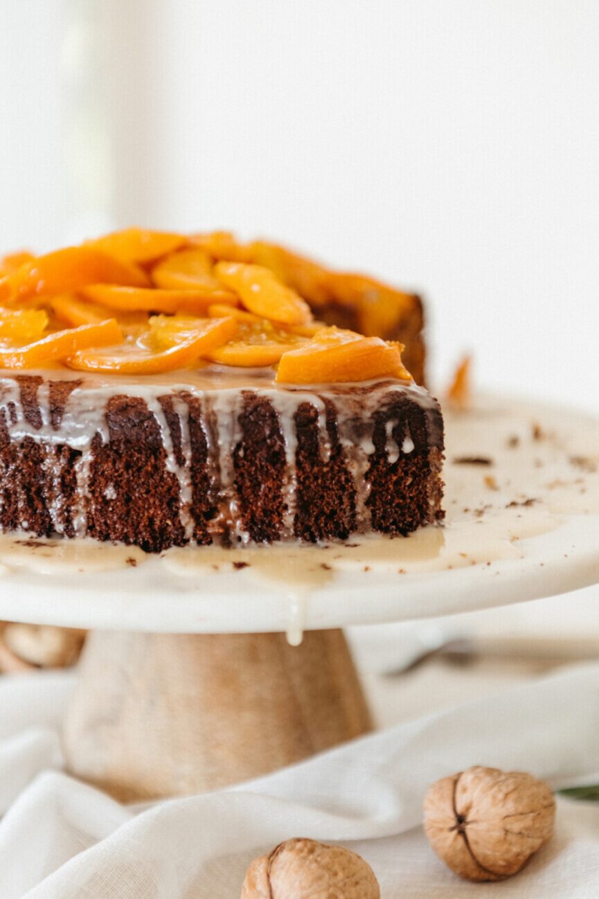 walnut & honey olive oil cake with candied citrus