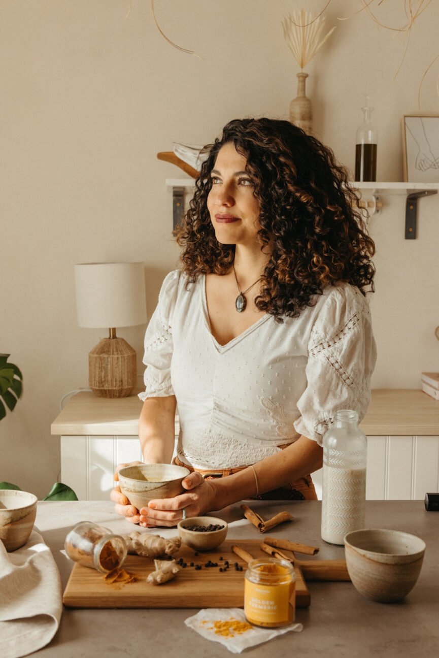 woman drinking golden milk