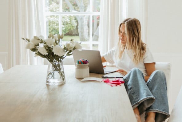 Woman on computer at desk