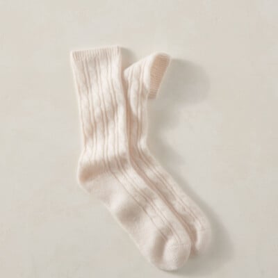 Cashmere Blend Cable Knit Socks