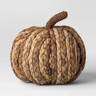 Medium Woven Pumpkin Dark Two Tone Pumpkin Figurine