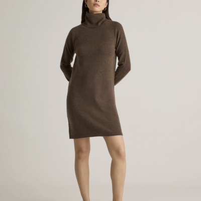 Mongolian Cashmere Turtleneck Sweater Dress