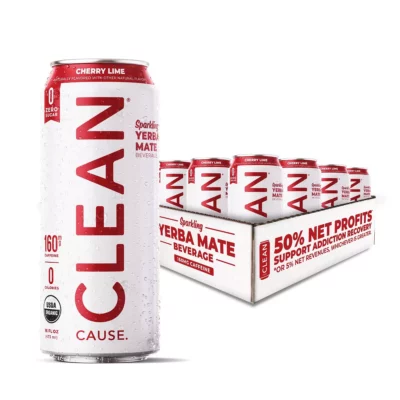 CLEAN Cause Cherry Lime Sparkling Yerba Mate Tea