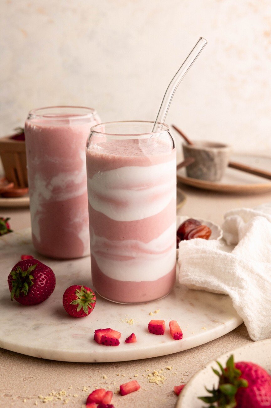 imitação de smoothie probiótico de morango erewhon