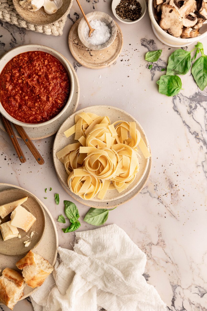 cozy fall pasta ingredients