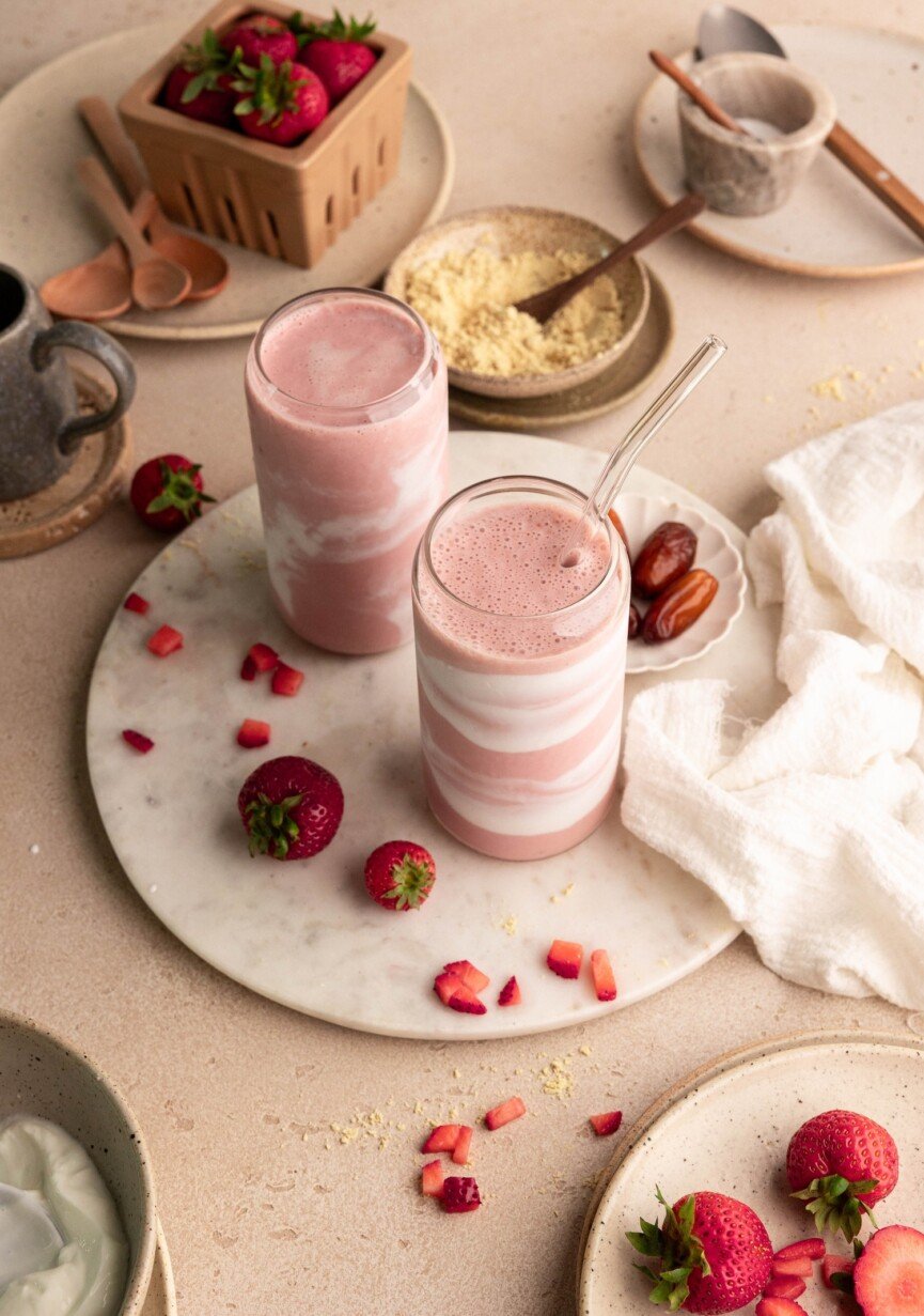 imitação de smoothie probiótico de morango erewhon