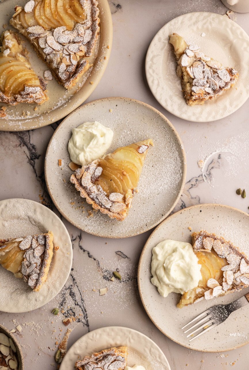 fall cardamom pear tart