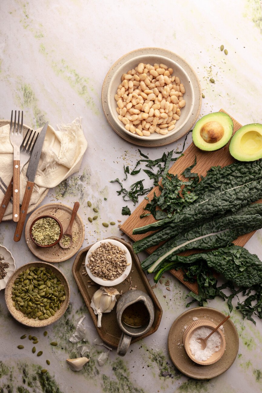 ingredients for Kale White Bean Salad