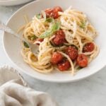 miso pasta with roasted tomatoes