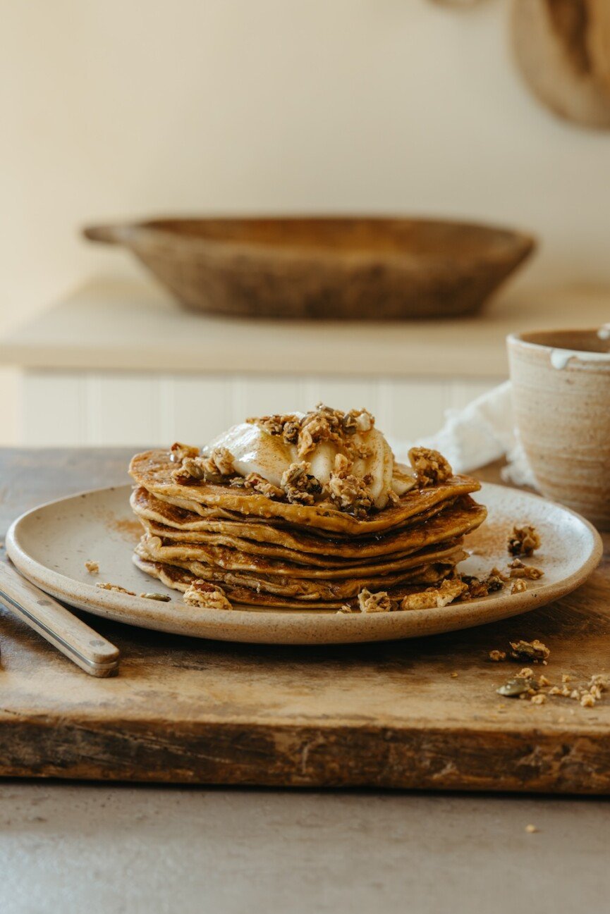 Receita de panquecas proteicas de abóbora