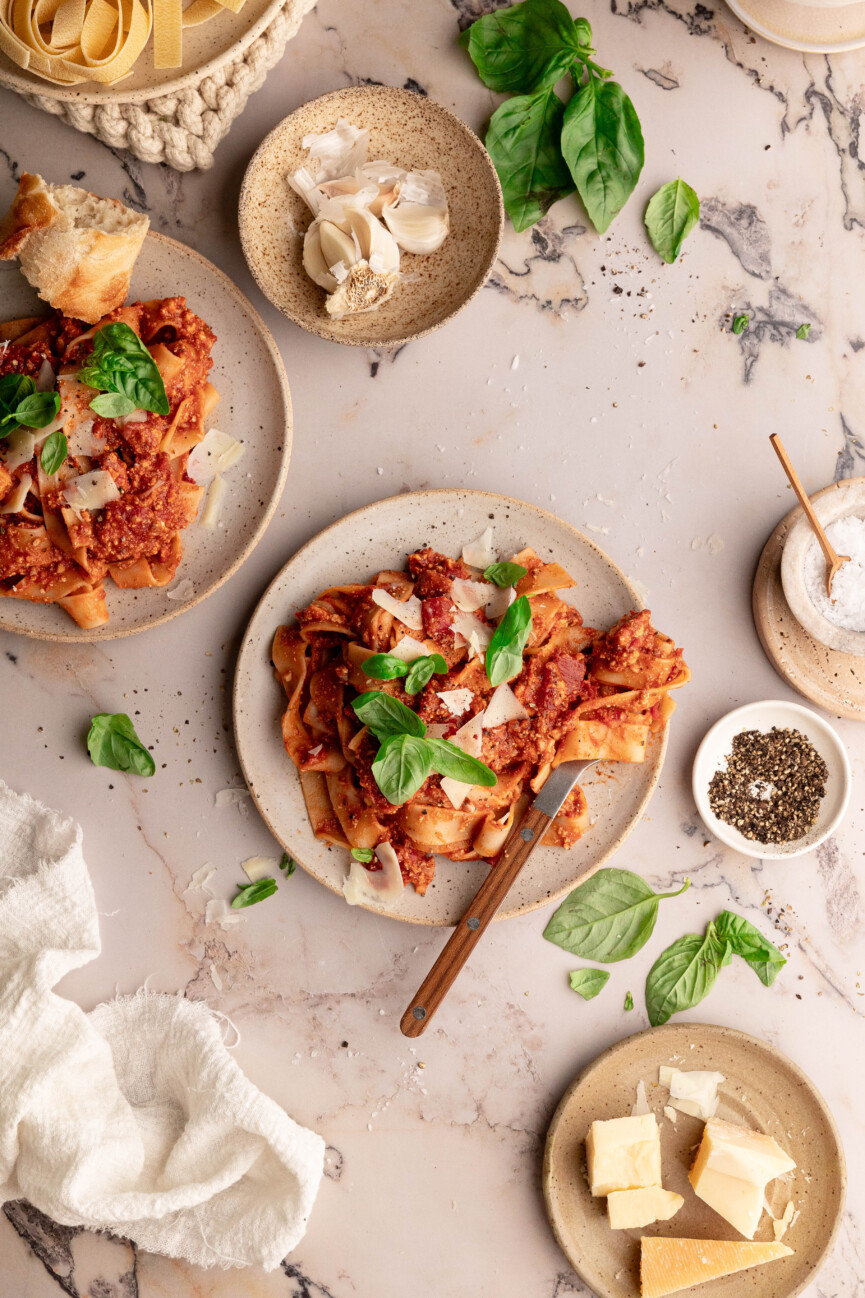 Tofu and Mushroom Bolognese