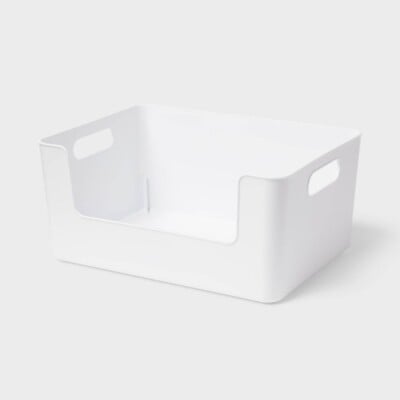 White open face pantry bin