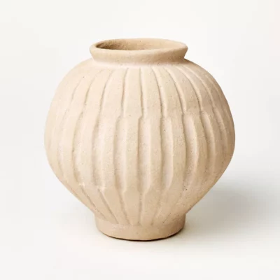 Tall Carved Ceramic Vase