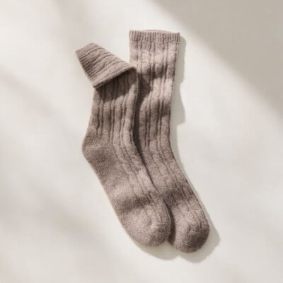 Cashmere Blend Cable Knit Socks