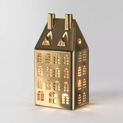 plated ceramic house christmas figurine