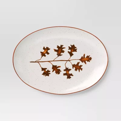 15.38" Leaf Stoneware Serving Platter - Threshold™