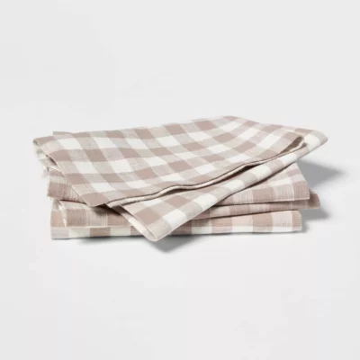 4pk Cotton Gingham Napkins