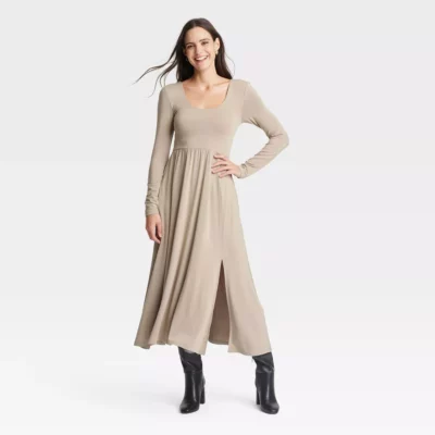 Women's Long Sleeve Knit Ballet Maxi Dress - A New Day™