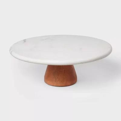 Marble and Wood Cake Stand