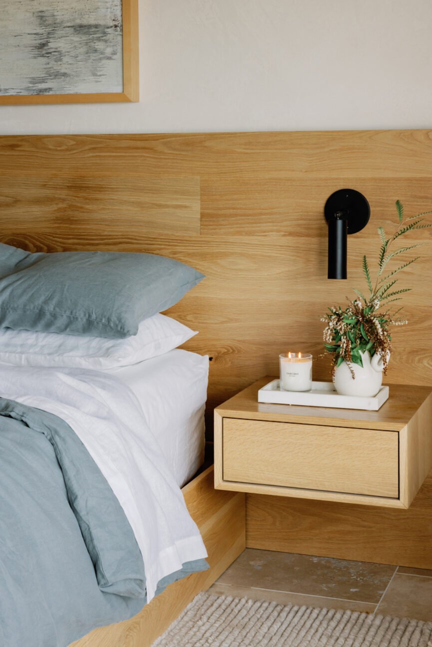 Cozy nightstand set up for reset day routine.