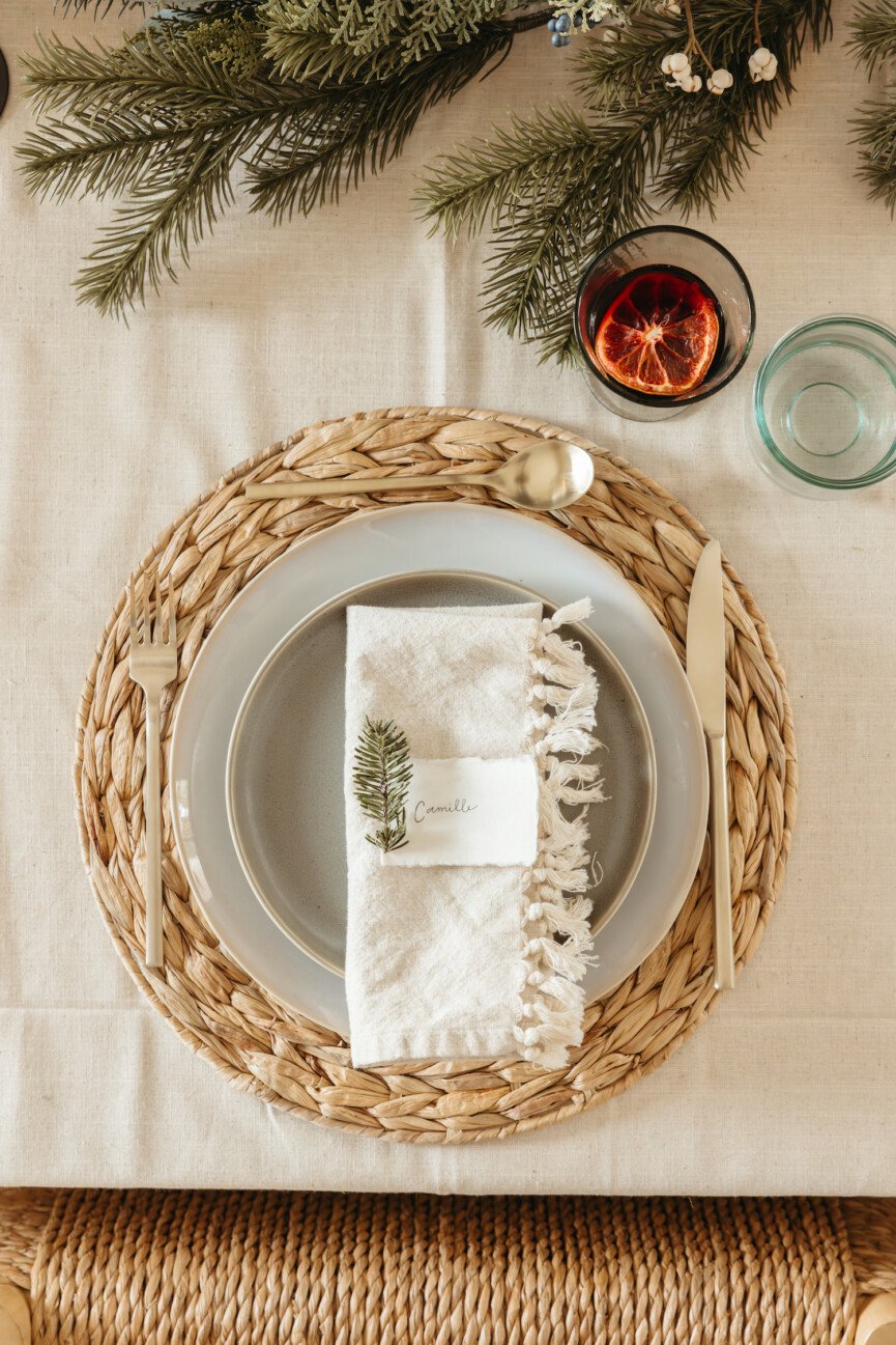 Holiday table place setting