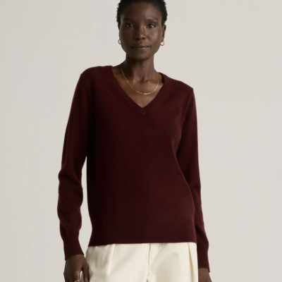 Mongolian Cashmere V-Neck Sweater