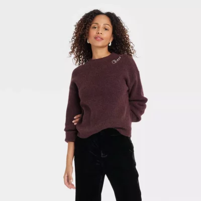 Women's Holiday Crewneck Pullover Sweater