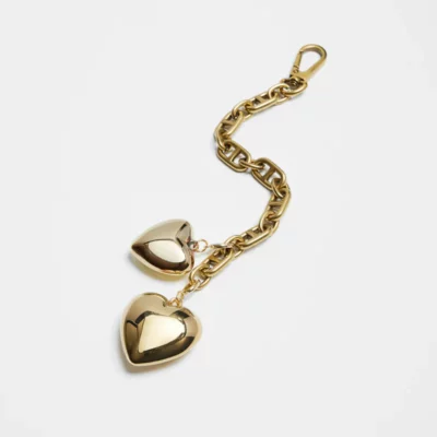 Double Big Puffy Heart Chain Bag Charm