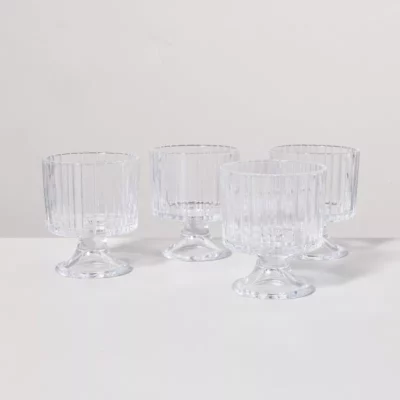 4pk 8oz Fluted Glass Parfait Cup Set Clear - Hearth & Hand™ with Magnolia