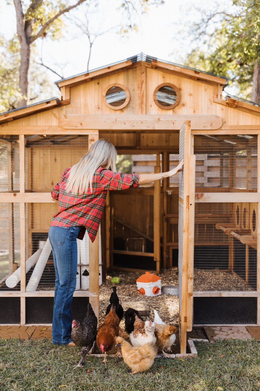 Mari Llewellyn with chickens