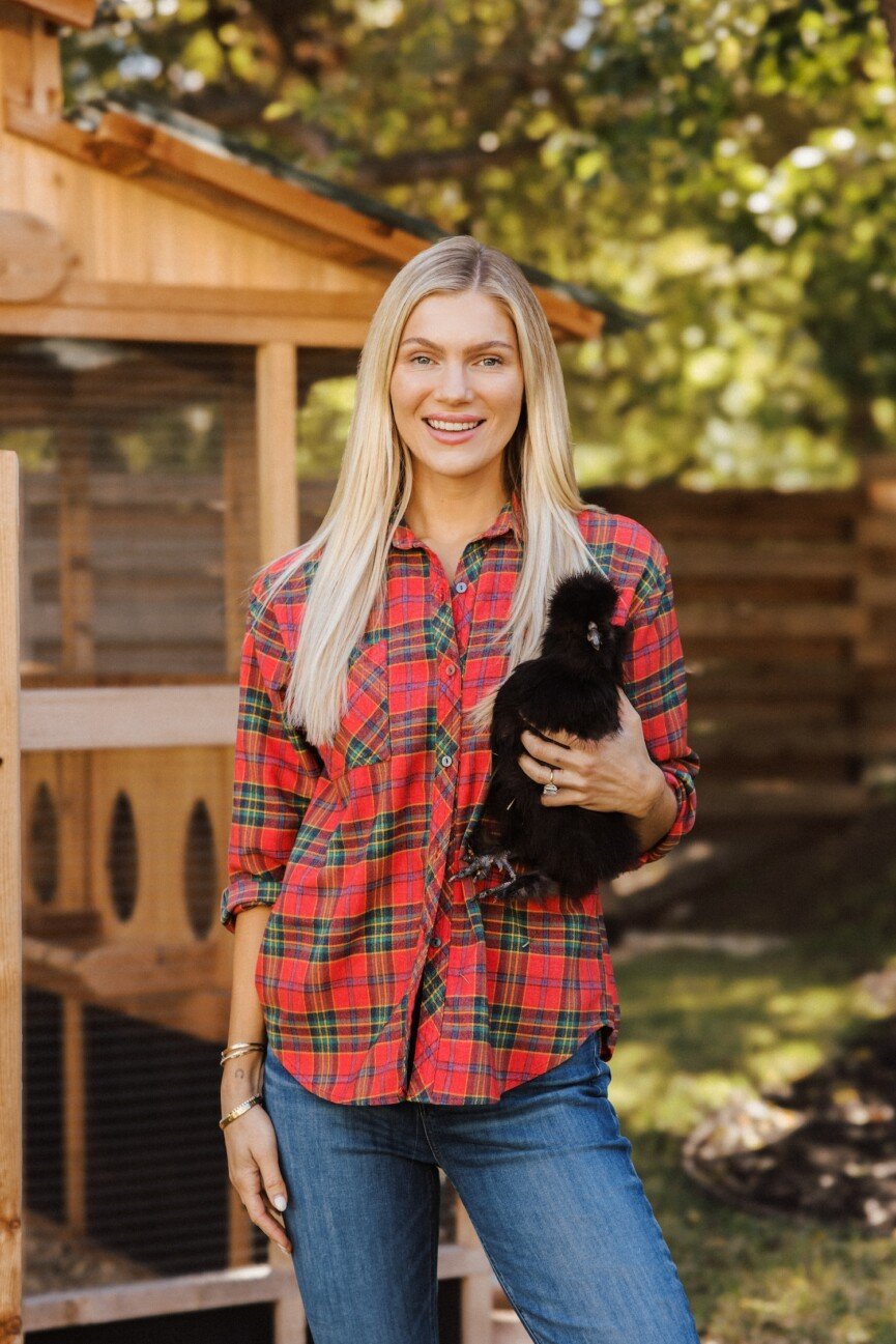 Mari Llewellyn with chickens