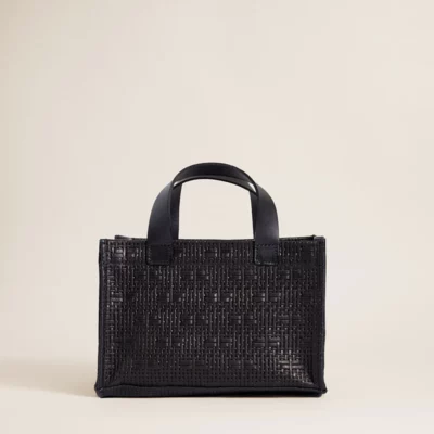 Micro Mimi - Leather Basketweave Black