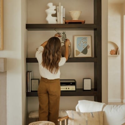 Camille Styles living room shelves