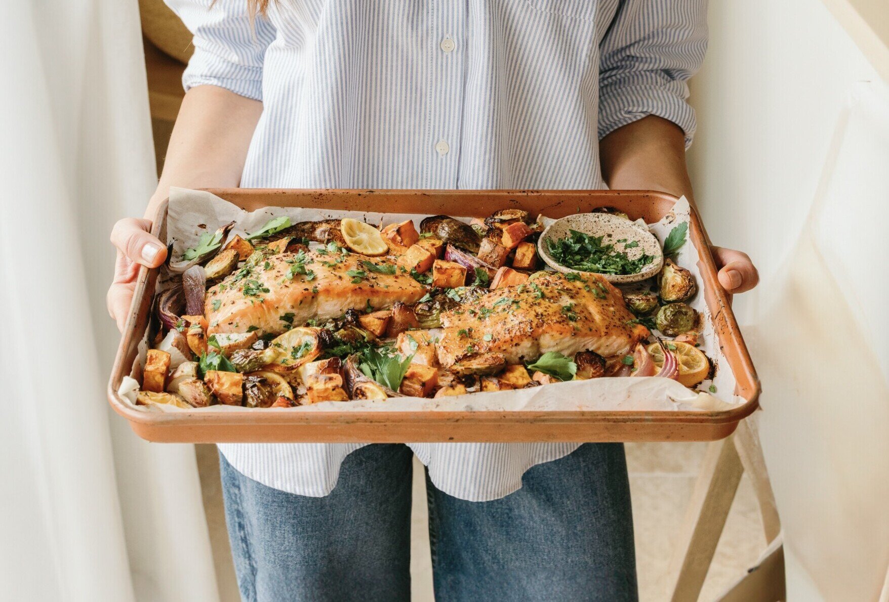 Mustard-Roasted Salmon and Veggies Is the Sheet Pan Dinner You’ll Make on Repeat