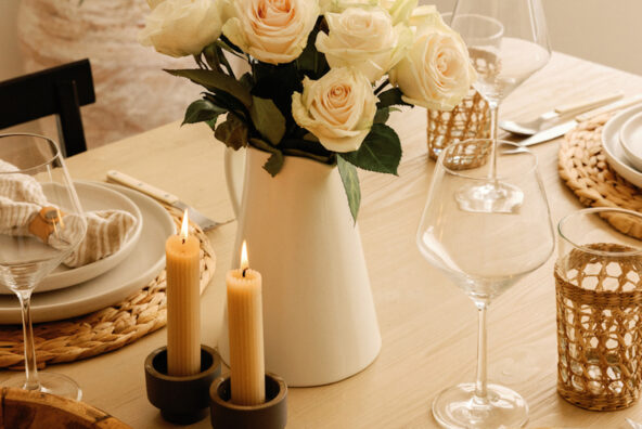 romantic flowers on a table