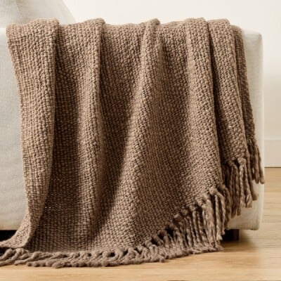 Textured Basketweave Knit Throw, Pottery Barn