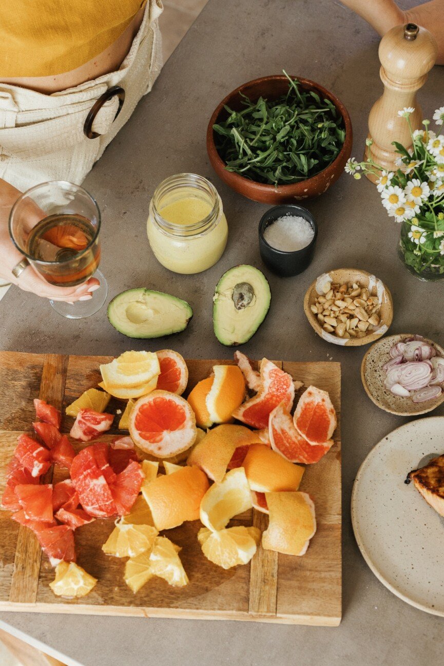 Citrus salmon salad with avocado