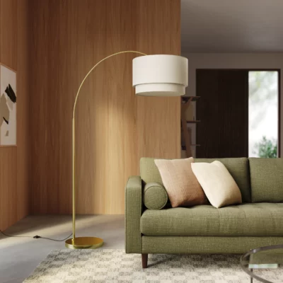 Zebu Tall Linen Floor Lamp, Article