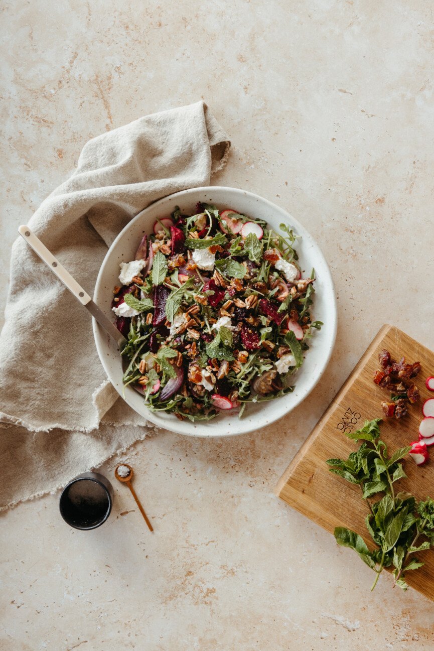 Beet goat cheese salad