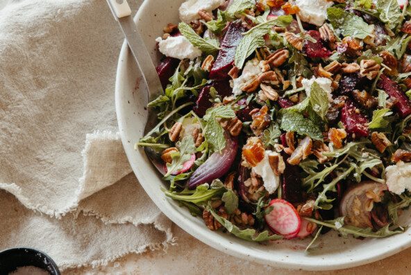 beet farro goat cheese salad