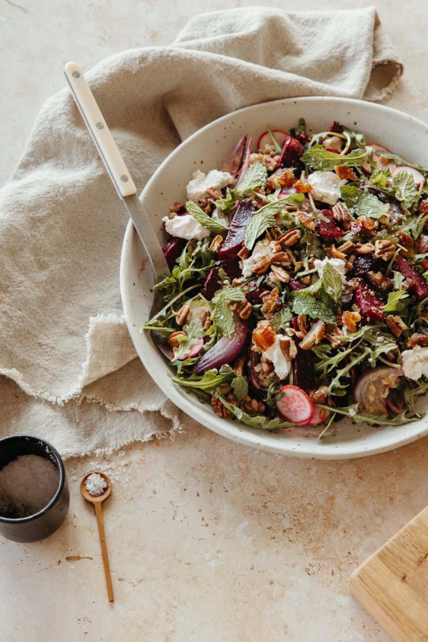 Beet goat cheese salad